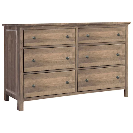 Solid Wood 6 Drawer Double Dresser